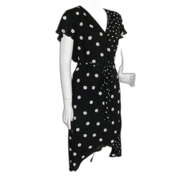 WORTHINGTON Wrap Dress, M, Varying Polka dots, Flutter sleeve - Picture 2 of 11